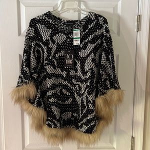 INC Faux Fur Poncho